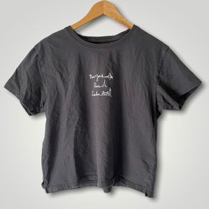 Abercrombie & Fitch Grey Script “New York, Paris, London” Boxy Crop T-Shirt